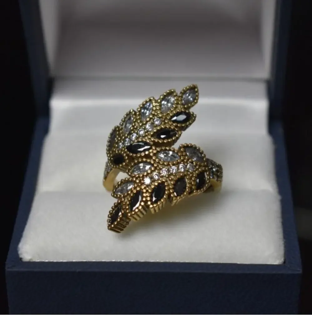 925 Sterling Silver with Gilding Alpanite & CZ Ring Size 9